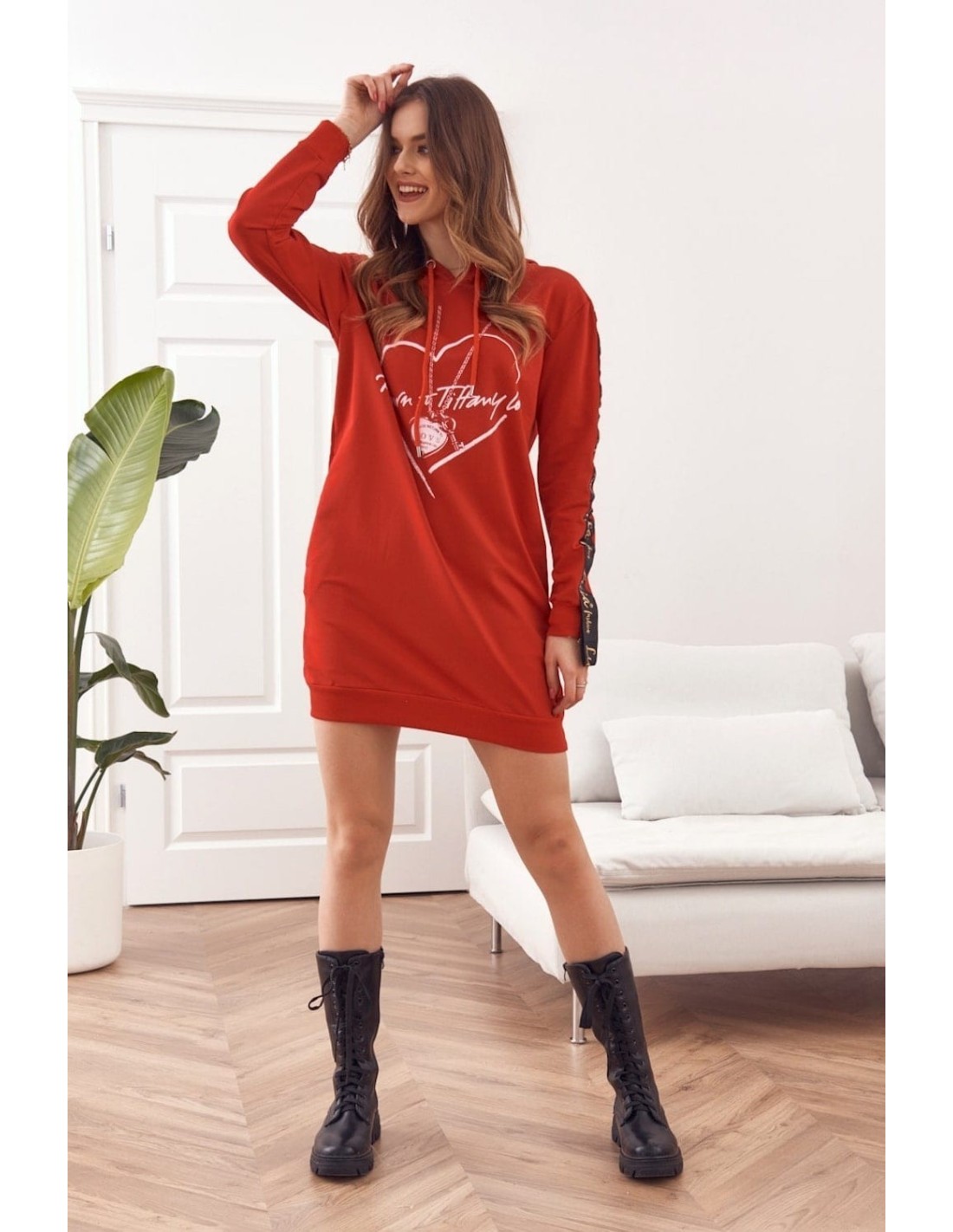 Sports tunic with hood, red 1023 - Online store - Boutique